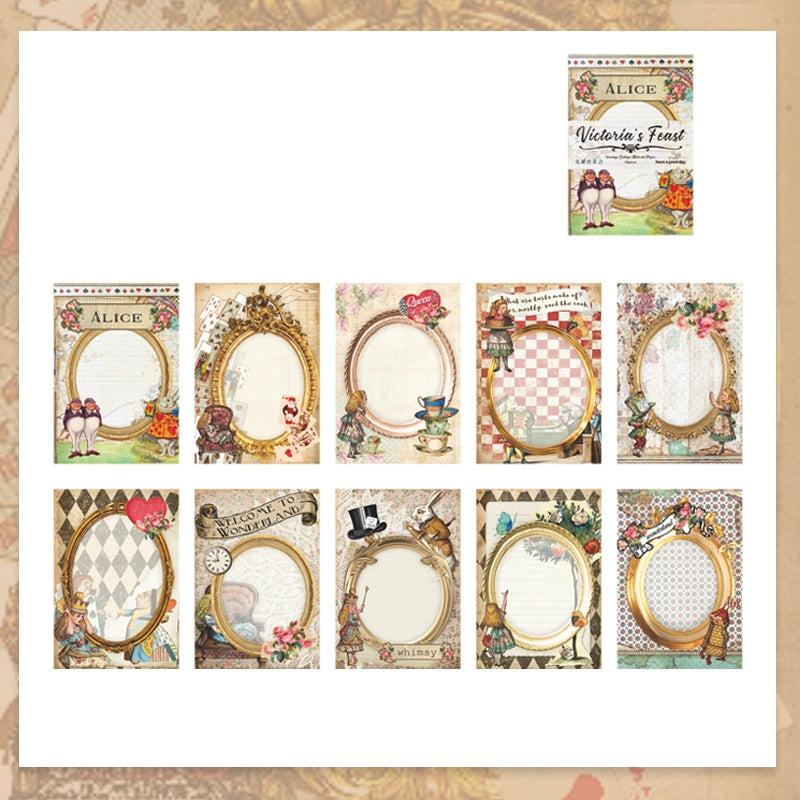 30 Sheets Retro Lace Material Paper Artist Ledger Backing Paper