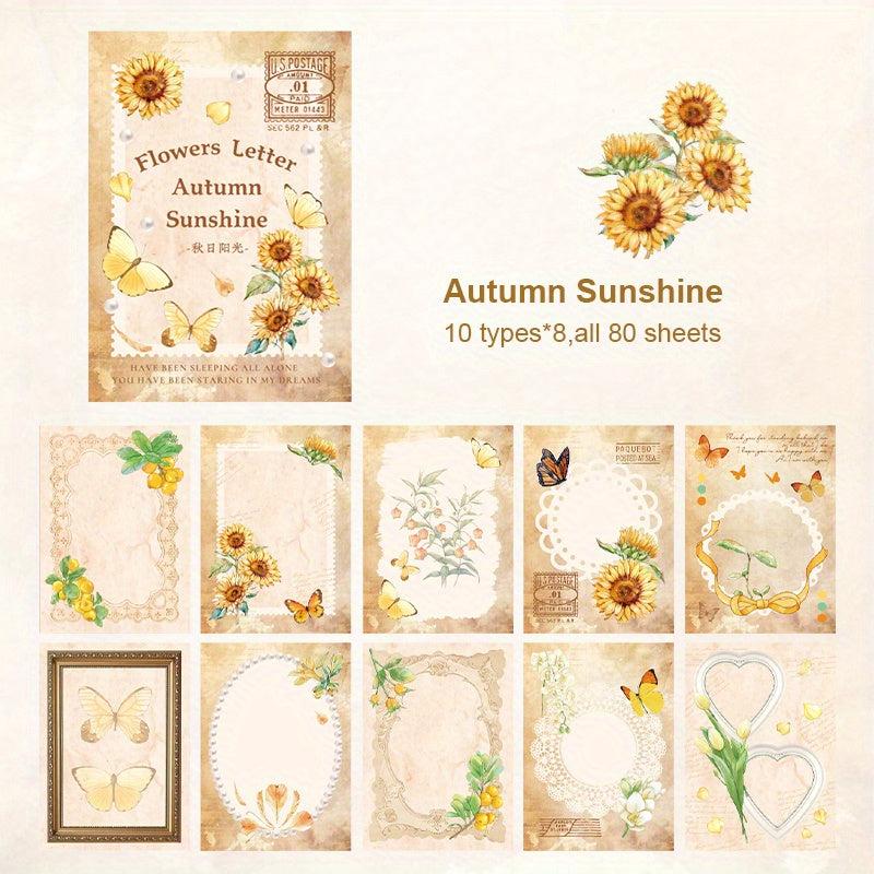 80pcs Vintage Scrapbook Supplier Retro Stickers Antique Paper