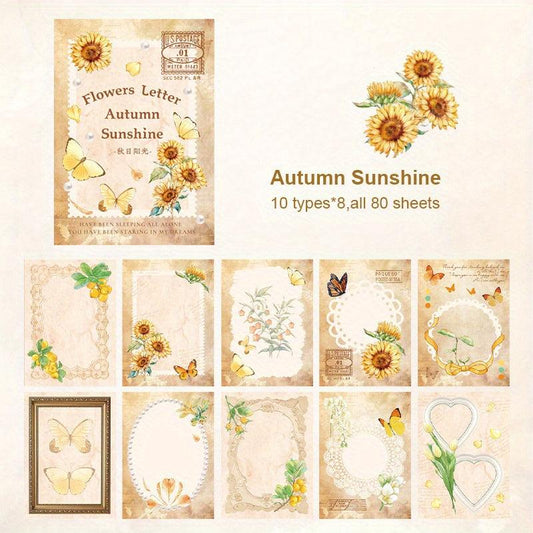 80pcs Vintage Scrapbook Supplier Retro Stickers Antique Paper