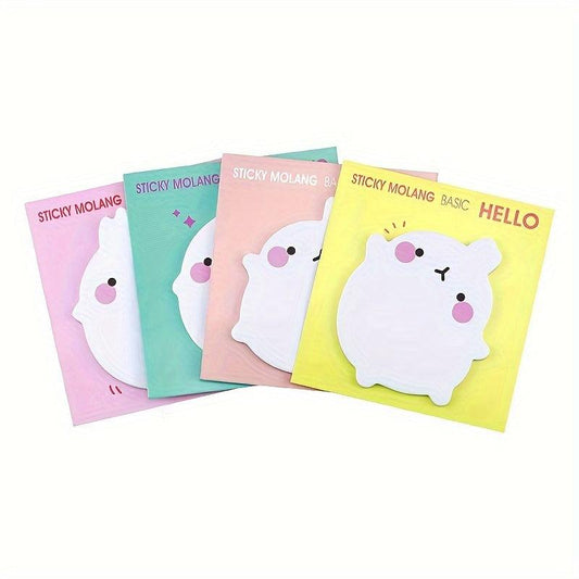 4pcs Rabbit Sticky Notes 4 Colors Cartoon Shape Low Calorie Memo Paper