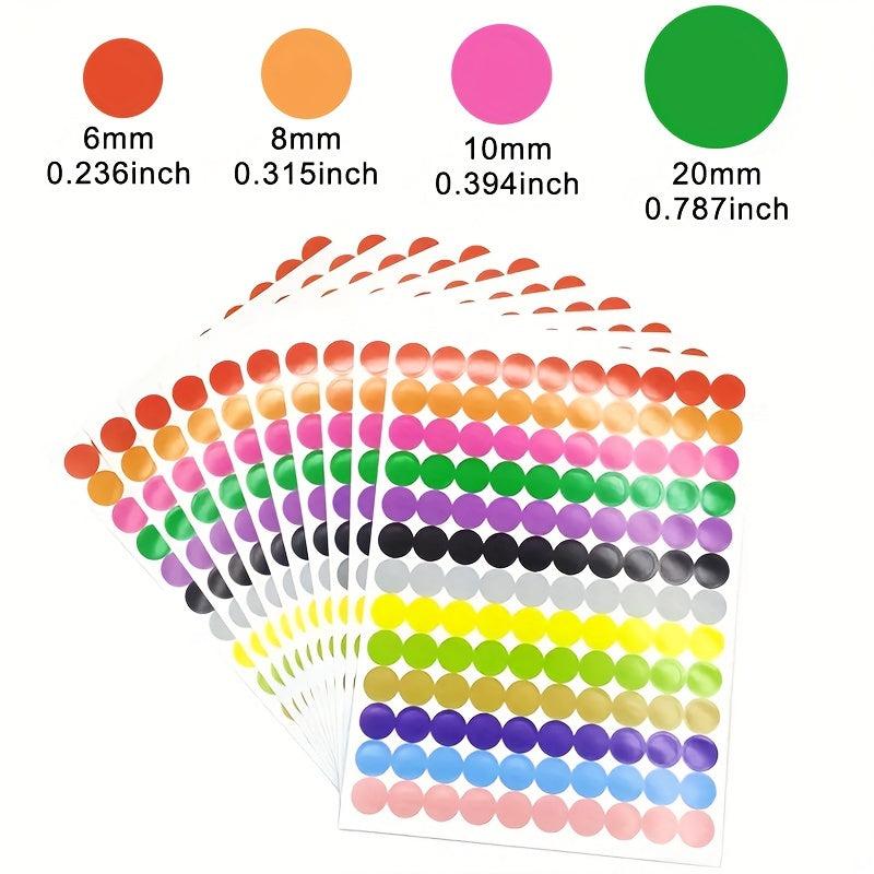 Colorful Self Adhesive Paper Dot Label Set - 6mm 8mm 10mm 20mm