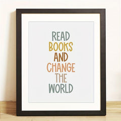 Boho Classroom Poster: Read Books Change World Digital Print