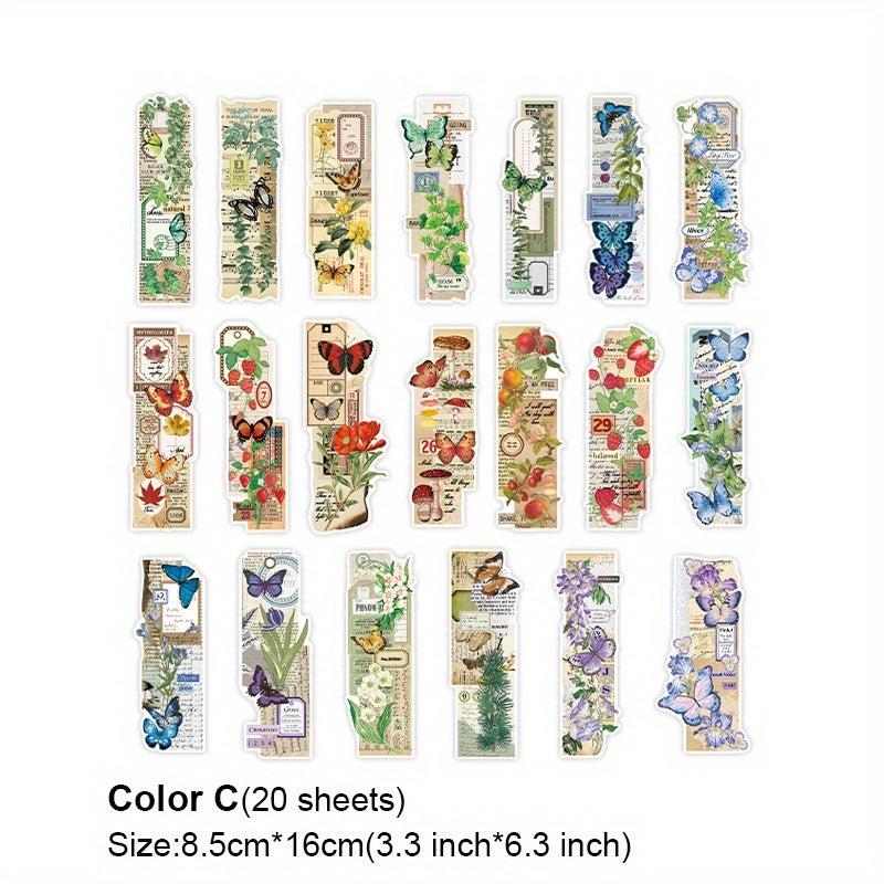 20 Plant & Butterfly Stickers for DIY Art Journaling Scrapbooking