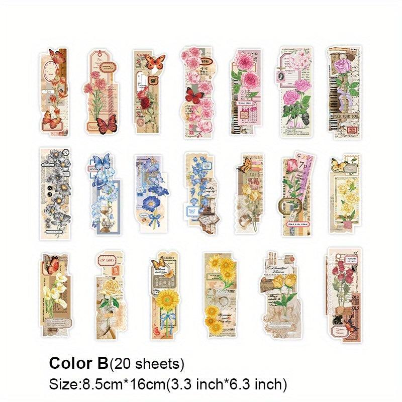 20 Plant & Butterfly Stickers for DIY Art Journaling Scrapbooking