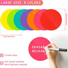 Colorful Dry Erase Dots Circles Whiteboard Marker Stickers 8 Pack