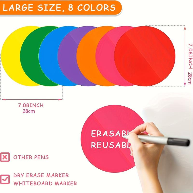 Colorful Dry Erase Dots Circles Whiteboard Marker Stickers 8 Pack