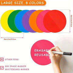 Colorful Dry Erase Dots Circles Whiteboard Marker Stickers 8 Pack