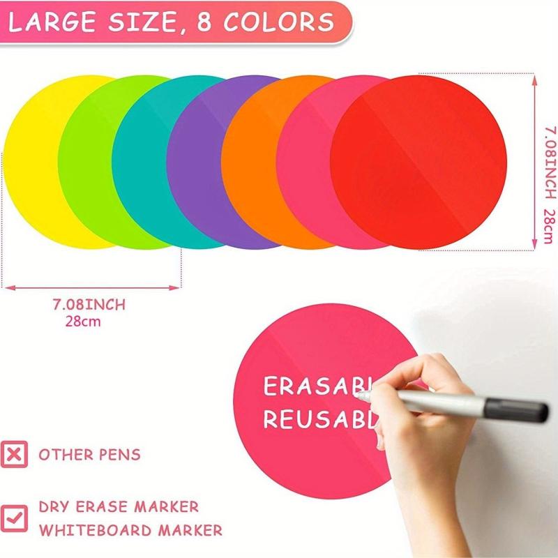 Colorful Dry Erase Dots Circles Whiteboard Marker Stickers 8 Pack
