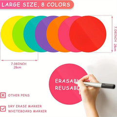 Colorful Dry Erase Dots Circles Whiteboard Marker Stickers 8 Pack
