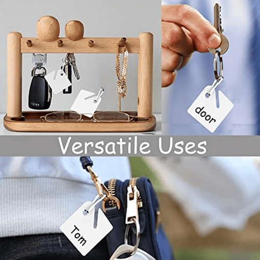 Plastic Hanging Key Tags w/ Metal Snap Hooks for Cabinets, Boxes, Lockers