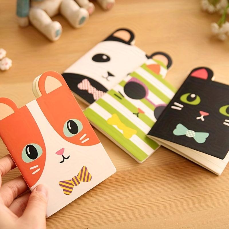 4 Pack Cartoon Animal Ear Print Paper Cover 16 Sheets Lined Small Journals