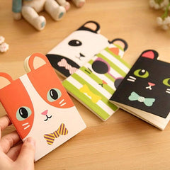 4 Pack Cartoon Animal Ear Print Paper Cover 16 Sheets Lined Small Journals