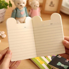 4 Pack Cartoon Animal Ear Print Paper Cover 16 Sheets Lined Small Journals
