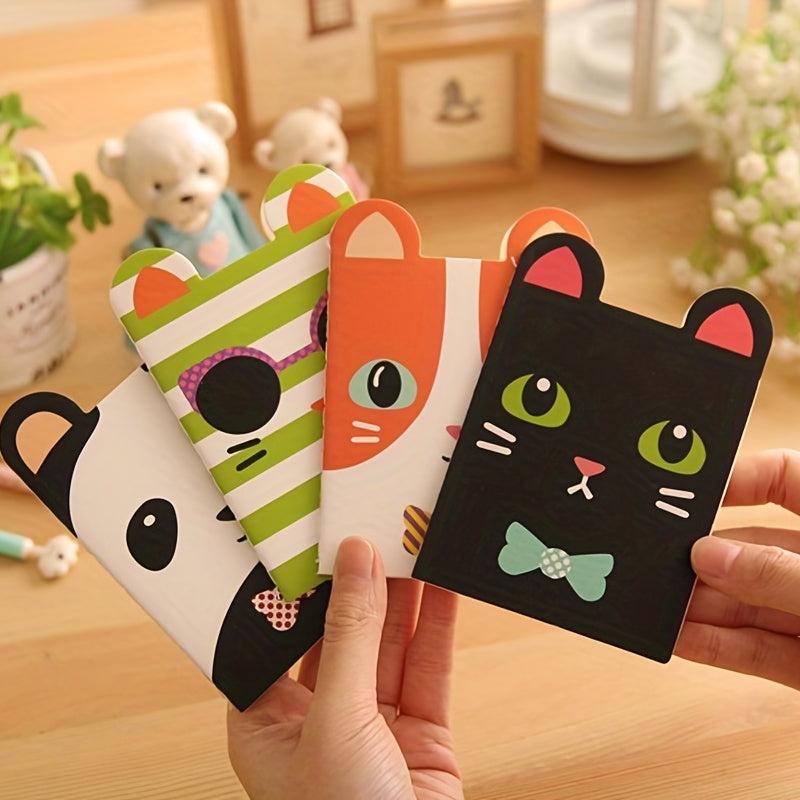 4 Pack Cartoon Animal Ear Print Paper Cover 16 Sheets Lined Small Journals