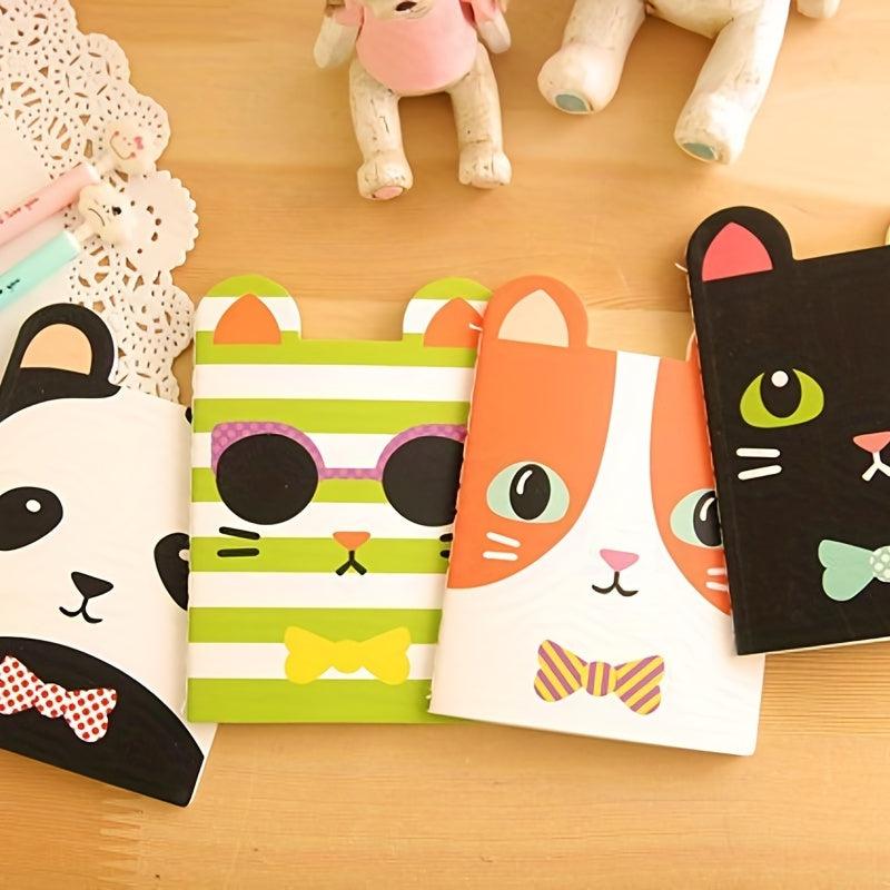 4 Pack Cartoon Animal Ear Print Paper Cover 16 Sheets Lined Small Journals