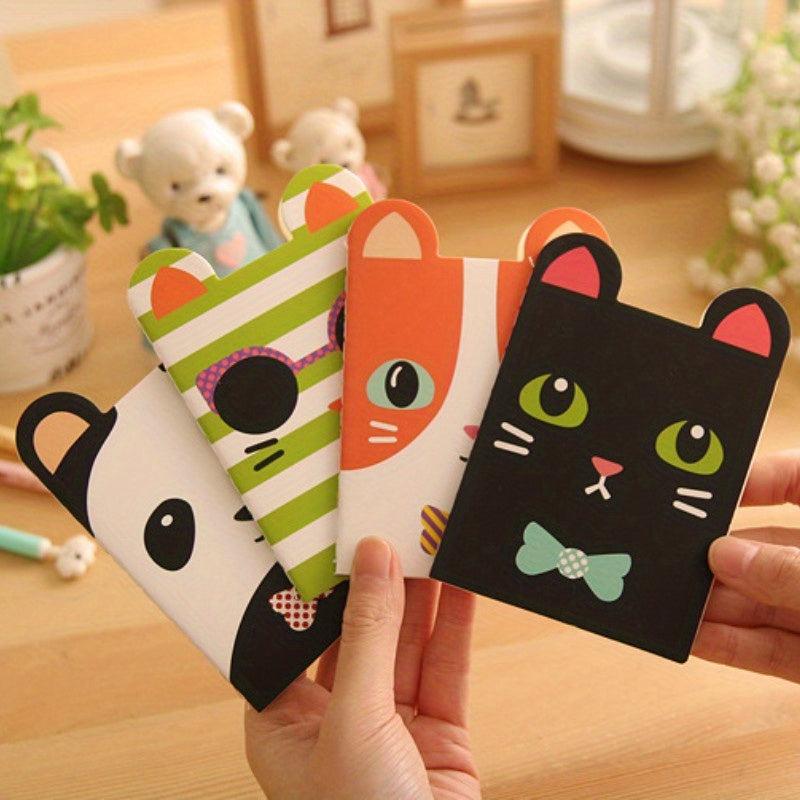 4 Pack Cartoon Animal Ear Print Paper Cover 16 Sheets Lined Small Journals