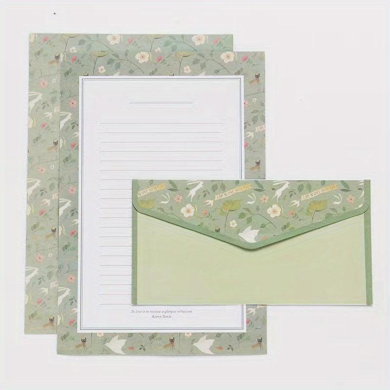 9pcs Stationery Set: 6 Letter Writing Sheets & 3 Matching Envelopes