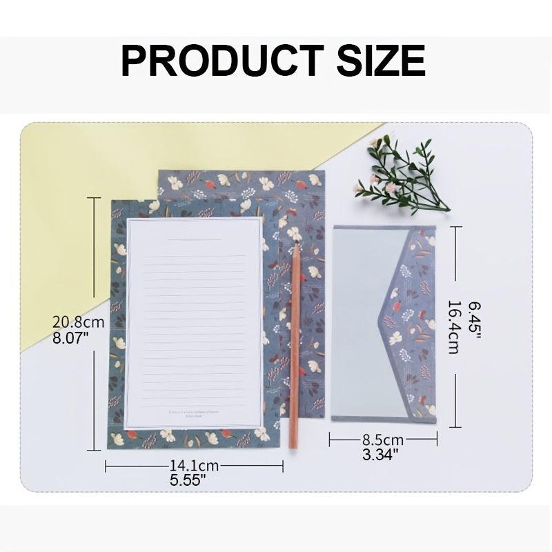 9pcs Stationery Set: 6 Letter Writing Sheets & 3 Matching Envelopes