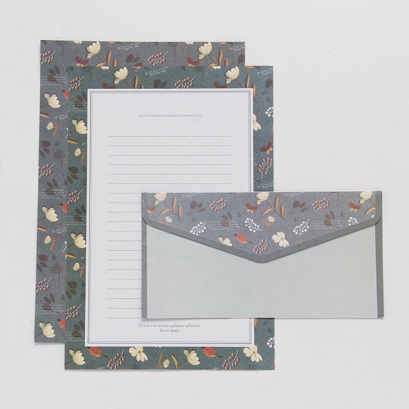 9pcs Stationery Set: 6 Letter Writing Sheets & 3 Matching Envelopes