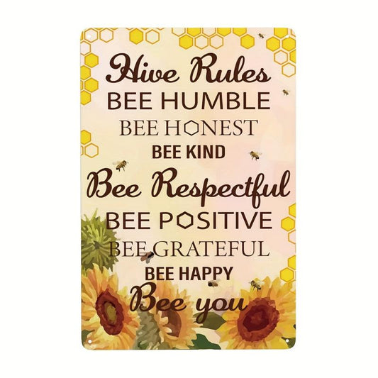 Sunflower Bee Kind Metal Tin Sign Wall Plaque