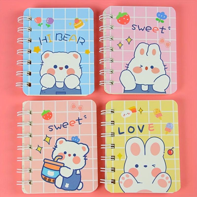 4pcs A7 Side Flip Coil Book Notepad Office Stationery Mini Journal