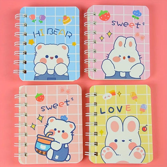 4pcs A7 Side Flip Coil Book Notepad Office Stationery Mini Journal
