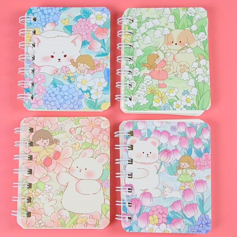 4pcs A7 Side Flip Coil Book Notepad Office Stationery Mini Journal