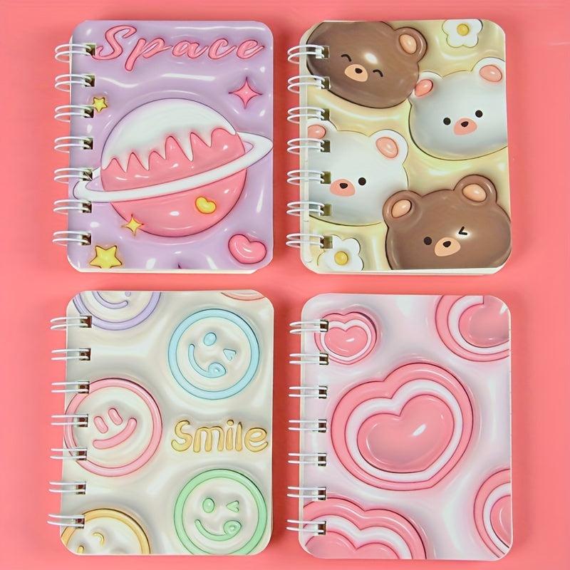 4pcs A7 Side Flip Coil Book Notepad Office Stationery Mini Journal
