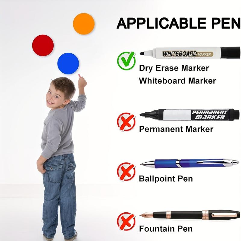 6 Inch Dry Erase Round Whiteboard Marker Stickers 9 Colors - School Classroom