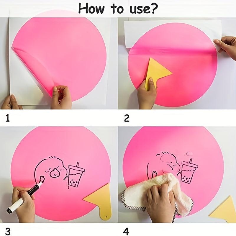 6 Inch Dry Erase Round Whiteboard Marker Stickers 9 Colors - School Classroom