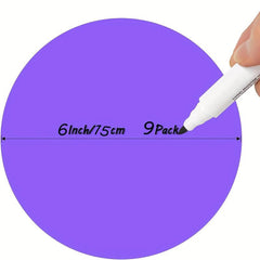 6 Inch Dry Erase Round Whiteboard Marker Stickers 9 Colors - School Classroom