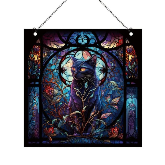 Halloween Acrylic Window Hanging Castle Cat Holiday Decorations