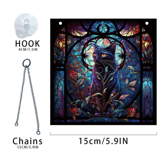 Halloween Acrylic Window Hanging Castle Cat Holiday Decorations