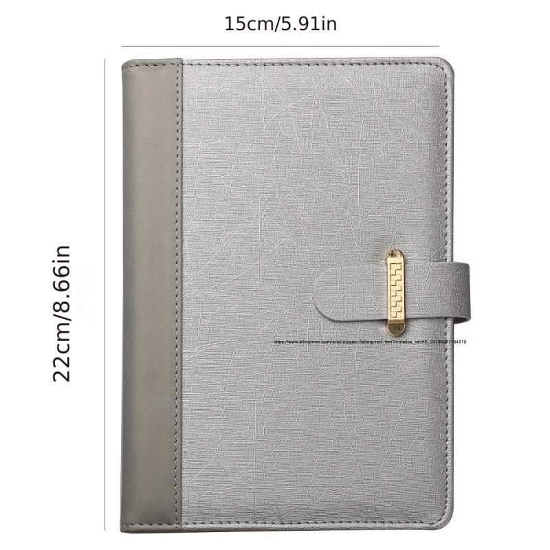 Faux Leather Business Notebook Metal Buckle Office Meeting Minutes Notebook