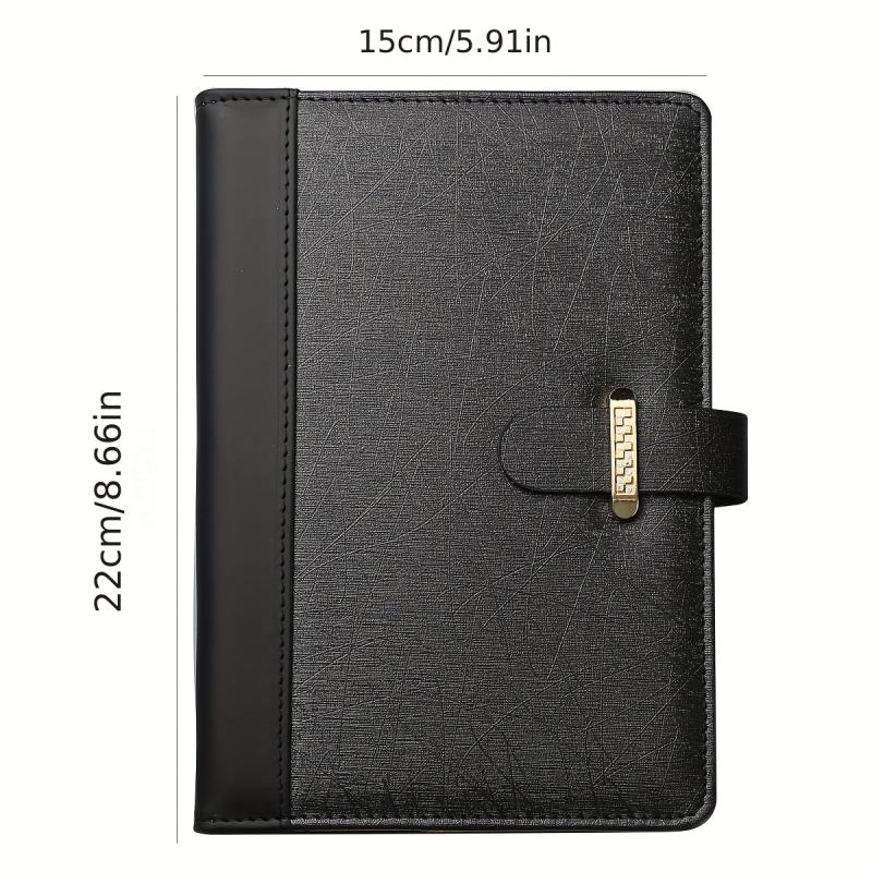 Faux Leather Business Notebook Metal Buckle Office Meeting Minutes Notebook