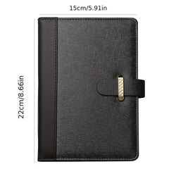 Faux Leather Business Notebook Metal Buckle Office Meeting Minutes Notebook