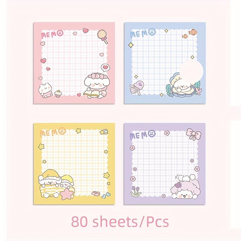 80 Sheets Cute Cartoon Puppy Sticky Notes for Students