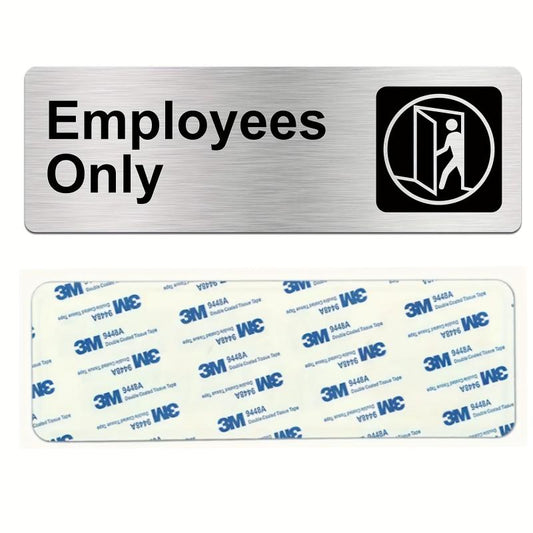 Employees Sign 22.86 X 7.62 cm Brushed Aluminum Self-adhesive Silver