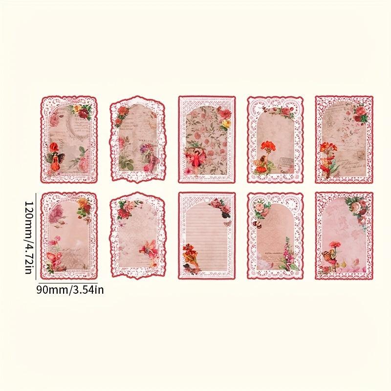 20pcs Flower Fairy Lace Writing Paper Forest Elf Series Retro Decorations