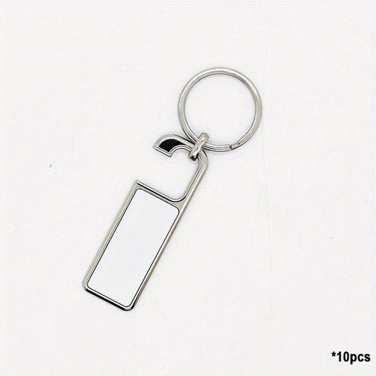10pcs Sublimation Blank Metal Keychain Heat Transfer Printing Keychain Blanks
