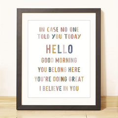 I Believe In You Classroom Wall Decor Positive Inspirational Quote 8x10in Print