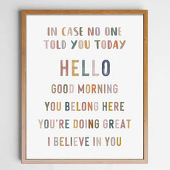 I Believe In You Classroom Wall Decor Positive Inspirational Quote 8x10in Print