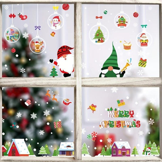Santa Claus Elk Window Flower Sticker Glass Decoration
