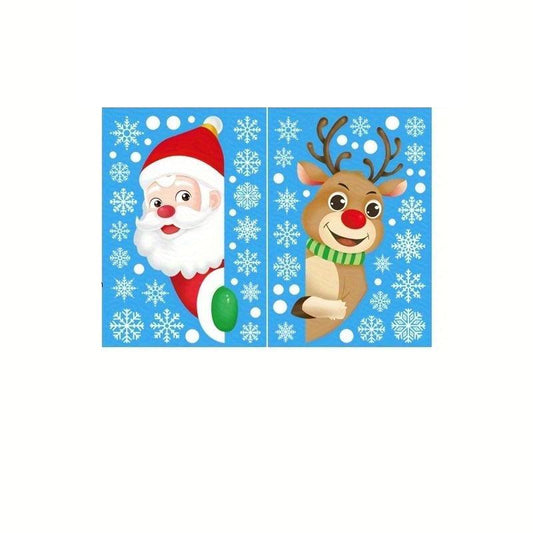 Santa Claus Elk Window Flower Sticker Glass Decoration