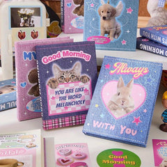 80pcs Pocket Record Book Fabric Art Cartoon Student Notebook
