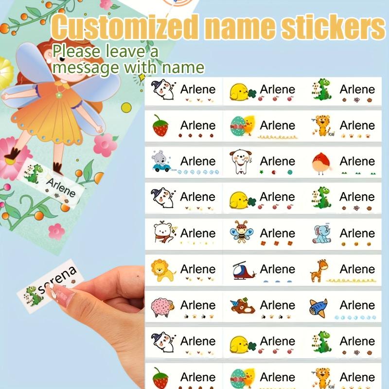 Custom Name Stickers Waterproof Cartoon Pattern Label