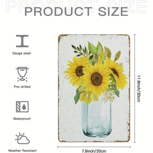 Metal Tin Sign 8''x12'' A Bunch Of Sunflowers Wall Decor