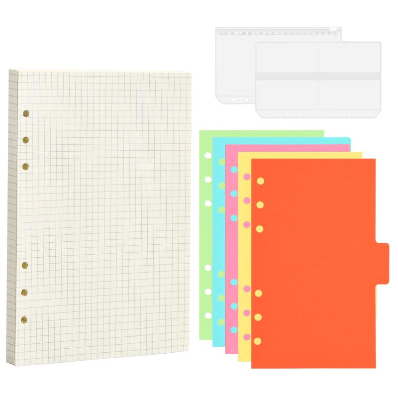 A6 Refillable Paper Set Lined Inserts 80 Sheets for 6 Ring Binder Notebook