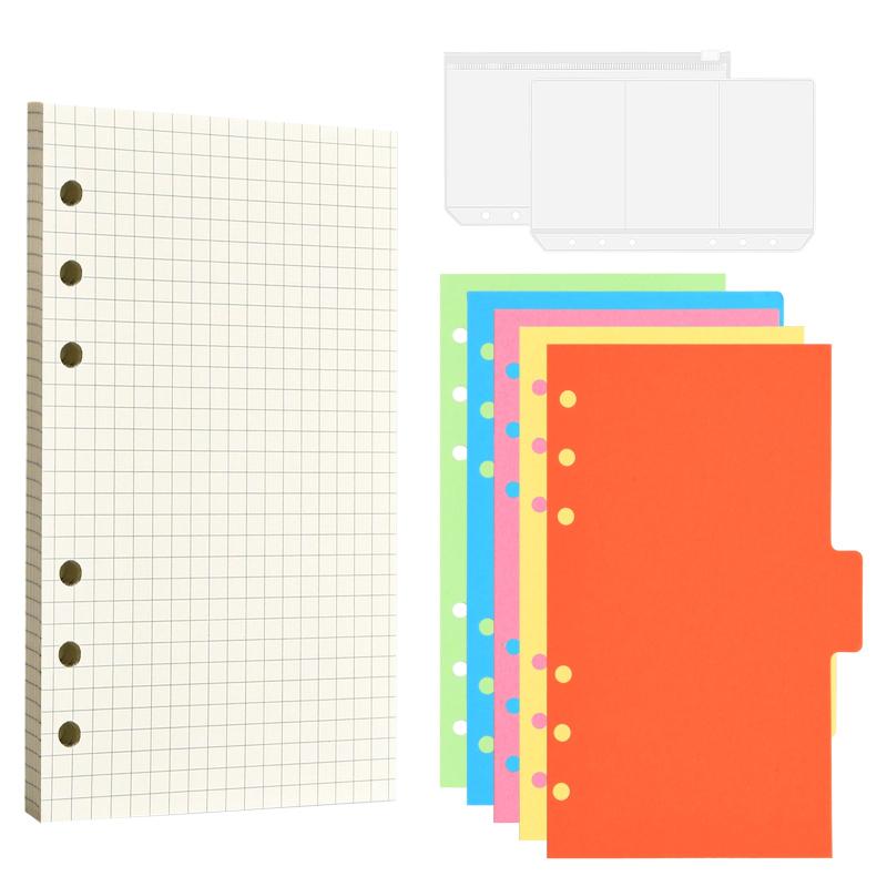 A6 Refillable Paper Set Lined Inserts 80 Sheets for 6 Ring Binder Notebook