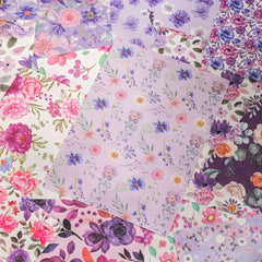 Vintage Purple Blooming Flowers Scrapbook Paper - 200 Sheets
